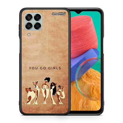 Θήκη Samsung M33 You Go Girl από τη Smartfits με σχέδιο στο πίσω μέρος και μαύρο περίβλημα | Samsung M33 You Go Girl case with colorful back and black bezels