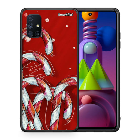 Θήκη Samsung Galaxy M51 Candy Cane από τη Smartfits με σχέδιο στο πίσω μέρος και μαύρο περίβλημα | Samsung Galaxy M51 Candy Cane case with colorful back and black bezels