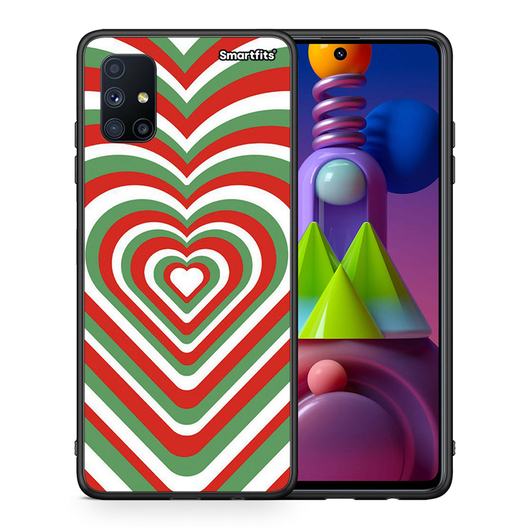 Θήκη Samsung Galaxy M51 Christmas Hearts από τη Smartfits με σχέδιο στο πίσω μέρος και μαύρο περίβλημα | Samsung Galaxy M51 Christmas Hearts case with colorful back and black bezels