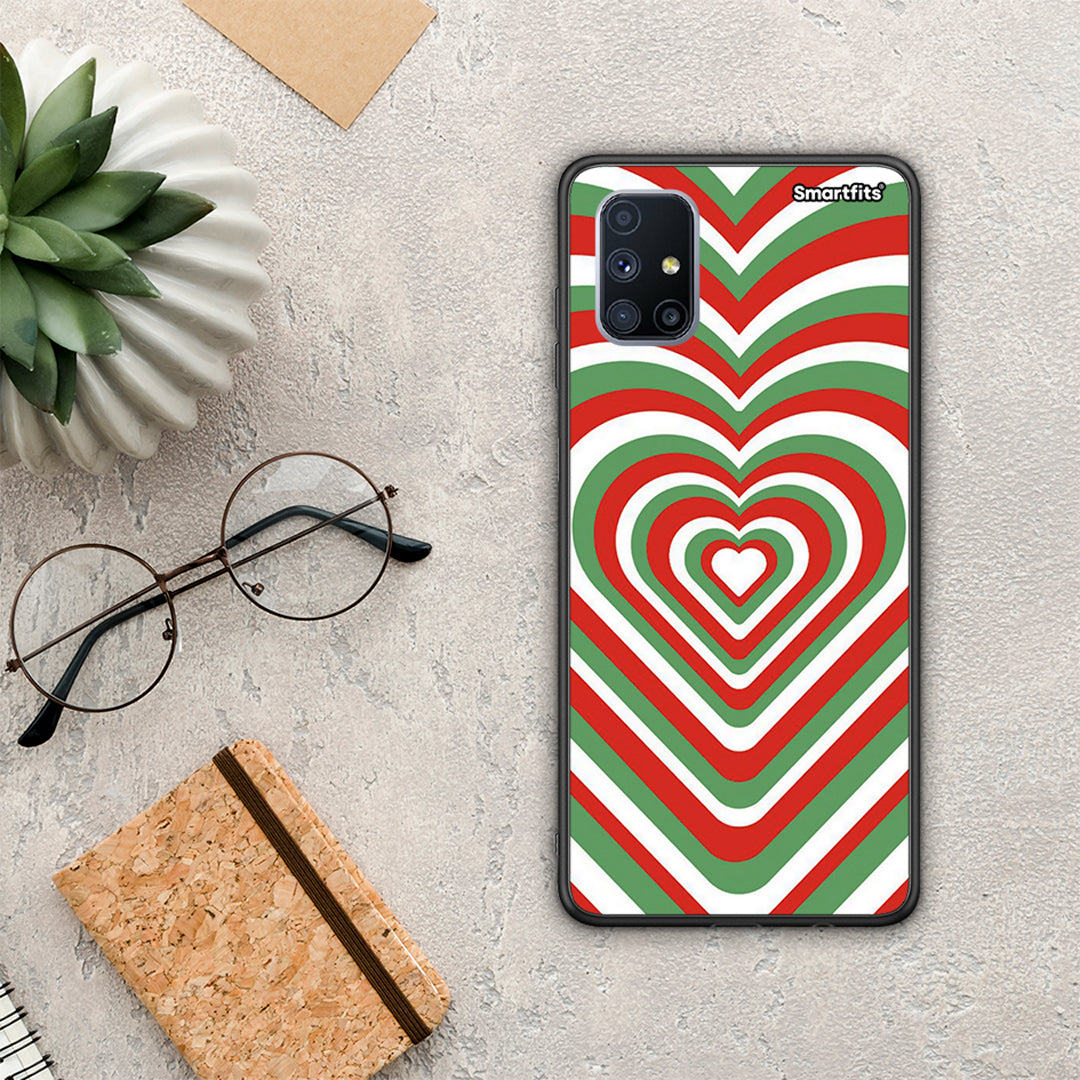 Θήκη Samsung Galaxy M51 Christmas Hearts από τη Smartfits με σχέδιο στο πίσω μέρος και μαύρο περίβλημα | Samsung Galaxy M51 Christmas Hearts case with colorful back and black bezels