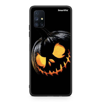 Θήκη Samsung Galaxy M51 Halloween Scary Pumpkin από τη Smartfits με σχέδιο στο πίσω μέρος και μαύρο περίβλημα | Samsung Galaxy M51 Halloween Scary Pumpkin case with colorful back and black bezels