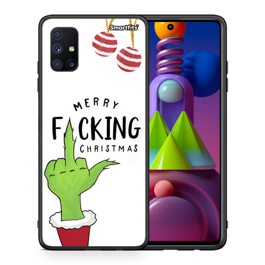 Θήκη Samsung Galaxy M51 Merry F Xmas από τη Smartfits με σχέδιο στο πίσω μέρος και μαύρο περίβλημα | Samsung Galaxy M51 Merry F Xmas case with colorful back and black bezels