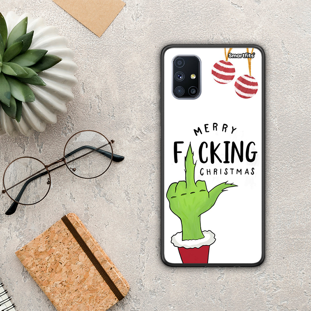 Θήκη Samsung Galaxy M51 Merry F Xmas από τη Smartfits με σχέδιο στο πίσω μέρος και μαύρο περίβλημα | Samsung Galaxy M51 Merry F Xmas case with colorful back and black bezels