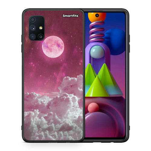 Θήκη Samsung Galaxy M51 Pink Moon από τη Smartfits με σχέδιο στο πίσω μέρος και μαύρο περίβλημα | Samsung Galaxy M51 Pink Moon case with colorful back and black bezels
