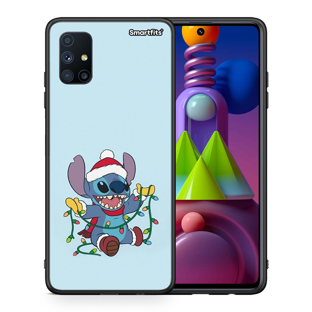 Θήκη Samsung Galaxy M51 Santa Stich από τη Smartfits με σχέδιο στο πίσω μέρος και μαύρο περίβλημα | Samsung Galaxy M51 Santa Stich case with colorful back and black bezels