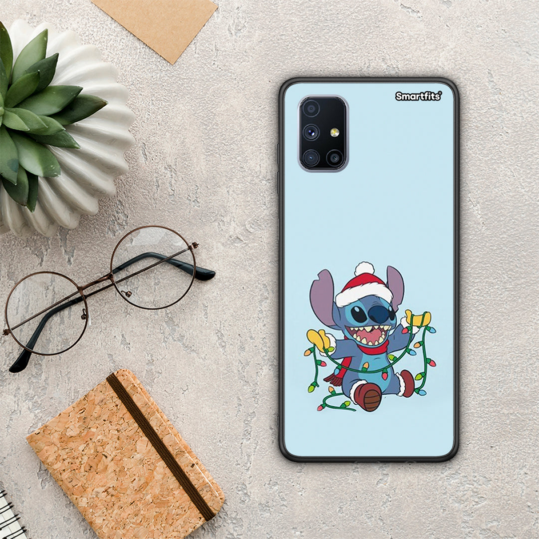 Θήκη Samsung Galaxy M51 Santa Stich από τη Smartfits με σχέδιο στο πίσω μέρος και μαύρο περίβλημα | Samsung Galaxy M51 Santa Stich case with colorful back and black bezels