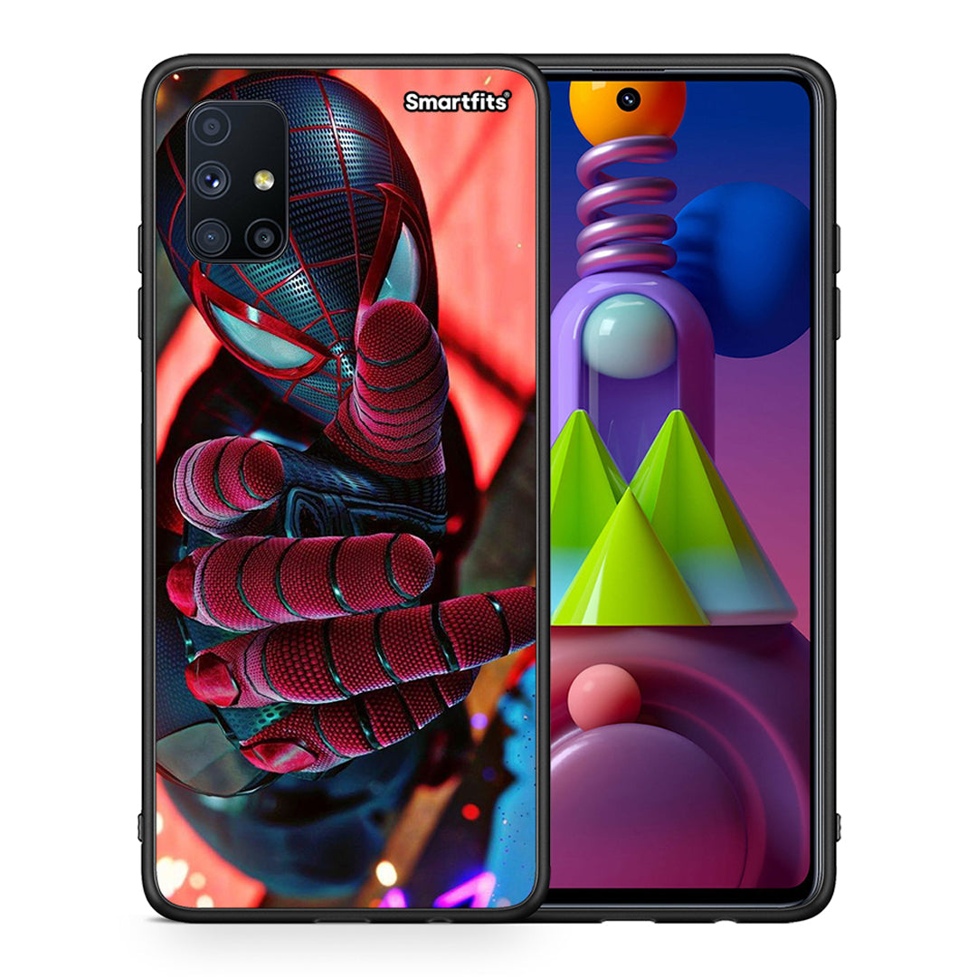 Θήκη Samsung Galaxy M51 Spider Hand από τη Smartfits με σχέδιο στο πίσω μέρος και μαύρο περίβλημα | Samsung Galaxy M51 Spider Hand case with colorful back and black bezels