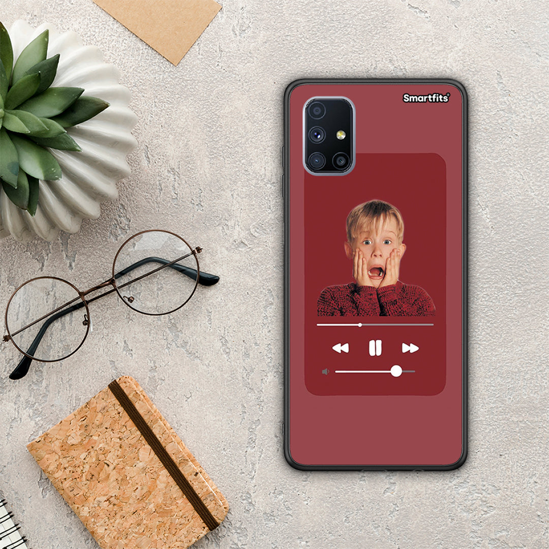 Θήκη Samsung Galaxy M51 Xmas Alone Music από τη Smartfits με σχέδιο στο πίσω μέρος και μαύρο περίβλημα | Samsung Galaxy M51 Xmas Alone Music case with colorful back and black bezels