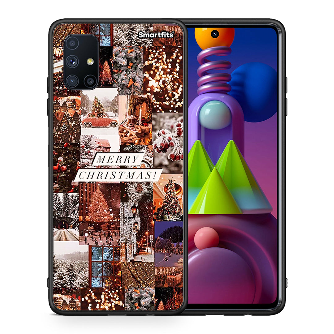 Θήκη Samsung Galaxy M51 Xmas Collage από τη Smartfits με σχέδιο στο πίσω μέρος και μαύρο περίβλημα | Samsung Galaxy M51 Xmas Collage case with colorful back and black bezels