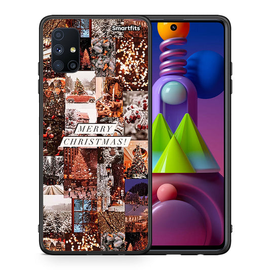 Θήκη Samsung Galaxy M51 Xmas Collage από τη Smartfits με σχέδιο στο πίσω μέρος και μαύρο περίβλημα | Samsung Galaxy M51 Xmas Collage case with colorful back and black bezels