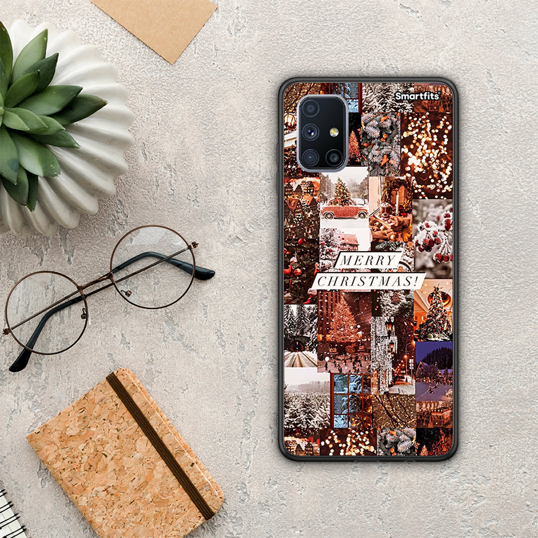 Θήκη Samsung Galaxy M51 Xmas Collage από τη Smartfits με σχέδιο στο πίσω μέρος και μαύρο περίβλημα | Samsung Galaxy M51 Xmas Collage case with colorful back and black bezels
