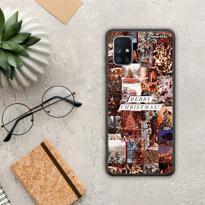 Θήκη Samsung Galaxy M51 Xmas Collage από τη Smartfits με σχέδιο στο πίσω μέρος και μαύρο περίβλημα | Samsung Galaxy M51 Xmas Collage case with colorful back and black bezels