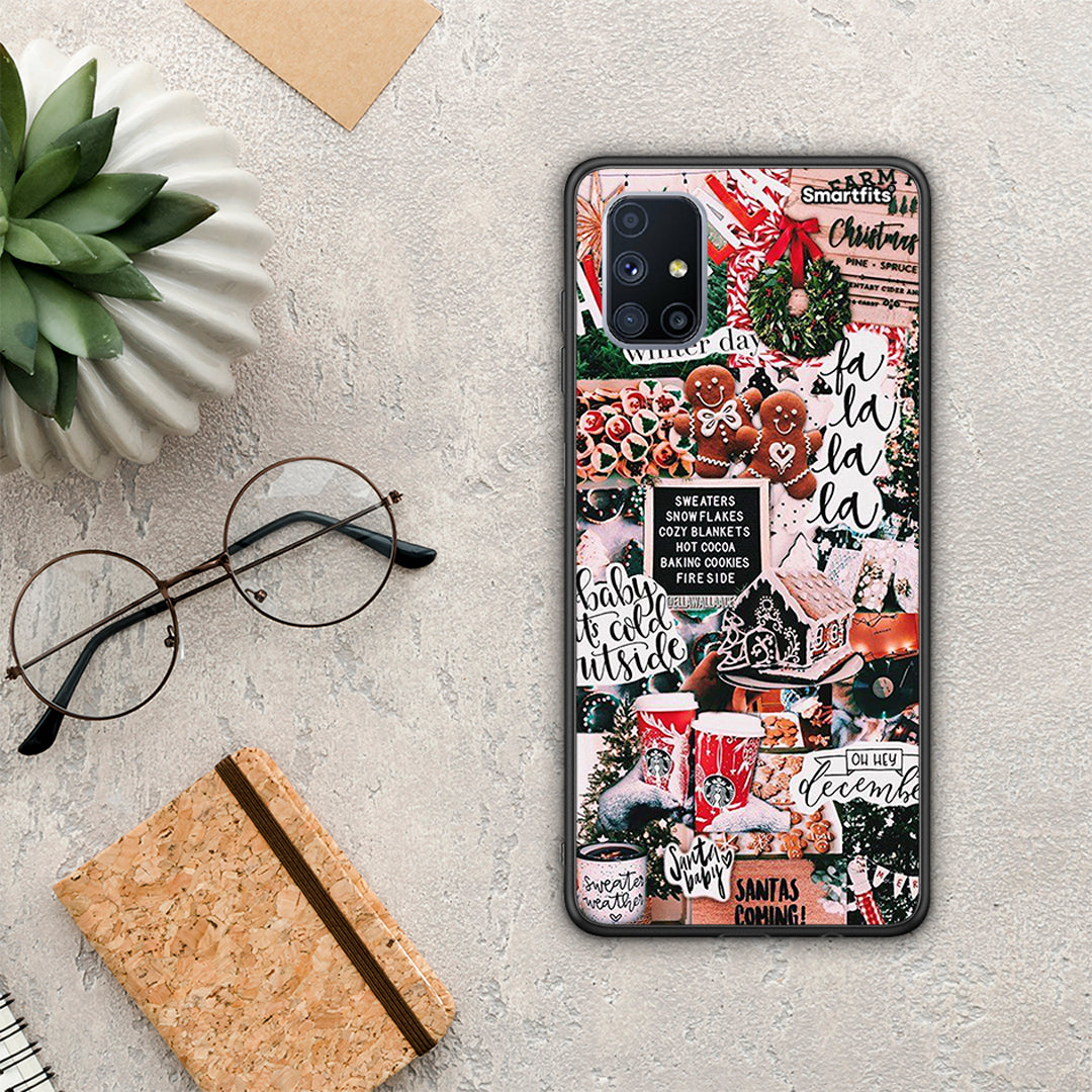 Θήκη Samsung Galaxy M51 Xmas Habbits από τη Smartfits με σχέδιο στο πίσω μέρος και μαύρο περίβλημα | Samsung Galaxy M51 Xmas Habbits case with colorful back and black bezels