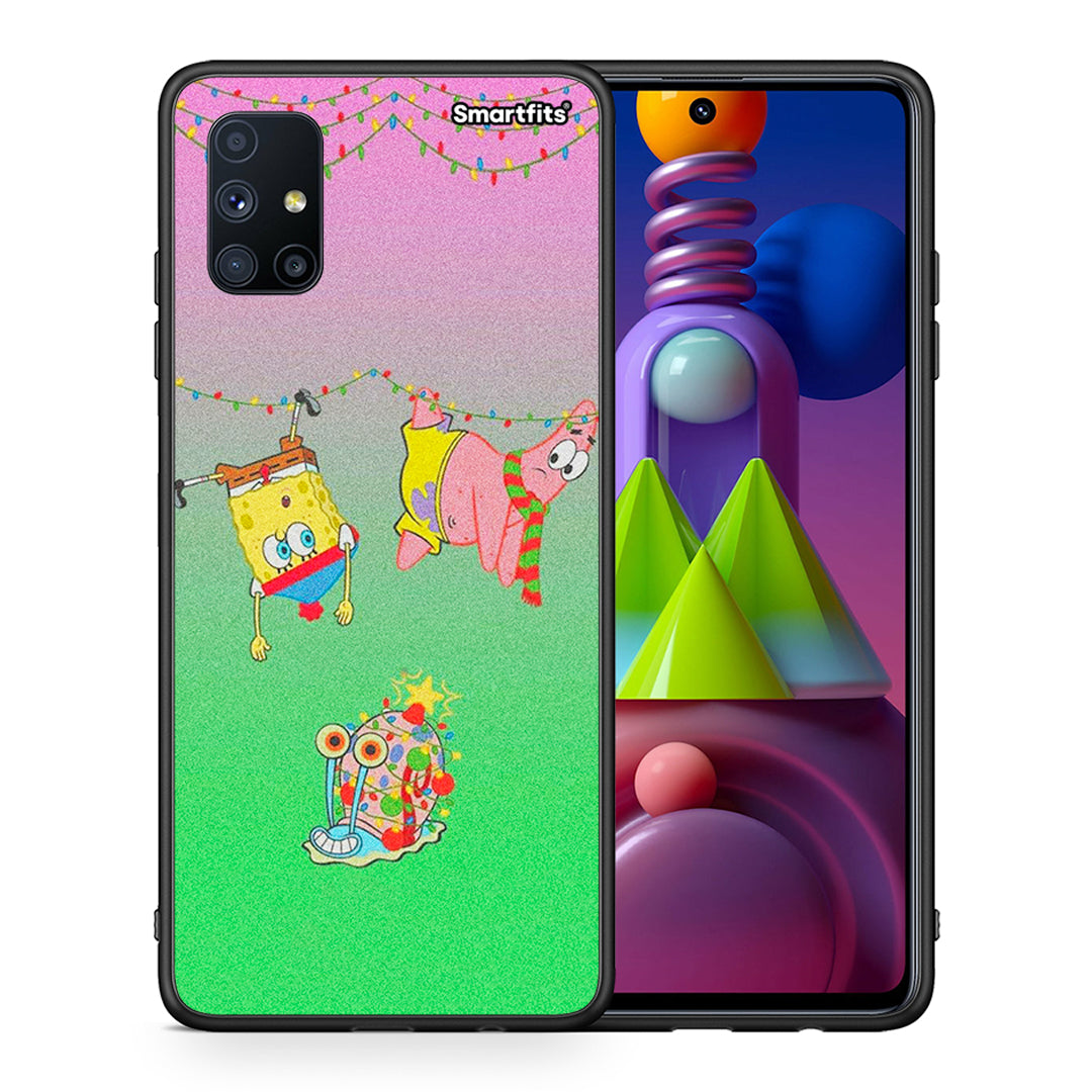 Θήκη Samsung Galaxy M51 Xmas Lights από τη Smartfits με σχέδιο στο πίσω μέρος και μαύρο περίβλημα | Samsung Galaxy M51 Xmas Lights case with colorful back and black bezels