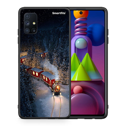 Θήκη Samsung Galaxy M51 Xmas Train από τη Smartfits με σχέδιο στο πίσω μέρος και μαύρο περίβλημα | Samsung Galaxy M51 Xmas Train case with colorful back and black bezels
