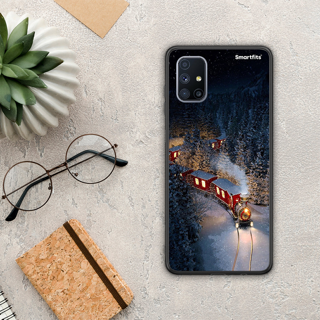 Θήκη Samsung Galaxy M51 Xmas Train από τη Smartfits με σχέδιο στο πίσω μέρος και μαύρο περίβλημα | Samsung Galaxy M51 Xmas Train case with colorful back and black bezels