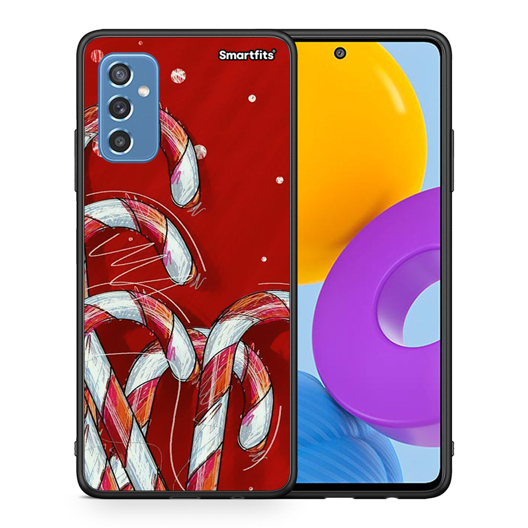 Θήκη Samsung M52 5G Candy Cane από τη Smartfits με σχέδιο στο πίσω μέρος και μαύρο περίβλημα | Samsung M52 5G Candy Cane case with colorful back and black bezels