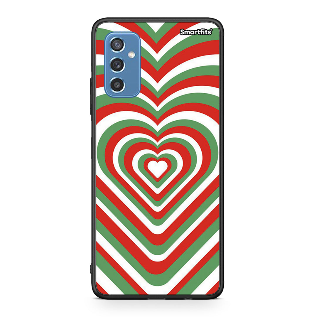 Samsung M52 5G Christmas Hearts θήκη από τη Smartfits με σχέδιο στο πίσω μέρος και μαύρο περίβλημα | Smartphone case with colorful back and black bezels by Smartfits