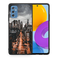 Thumbnail for Θήκη Samsung M52 5G City Lights από τη Smartfits με σχέδιο στο πίσω μέρος και μαύρο περίβλημα | Samsung M52 5G City Lights case with colorful back and black bezels
