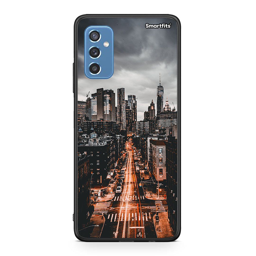Samsung M52 5G City Lights θήκη από τη Smartfits με σχέδιο στο πίσω μέρος και μαύρο περίβλημα | Smartphone case with colorful back and black bezels by Smartfits