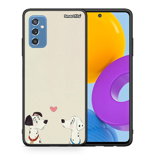 Θήκη Samsung M52 5G Dalmatians Love από τη Smartfits με σχέδιο στο πίσω μέρος και μαύρο περίβλημα | Samsung M52 5G Dalmatians Love case with colorful back and black bezels