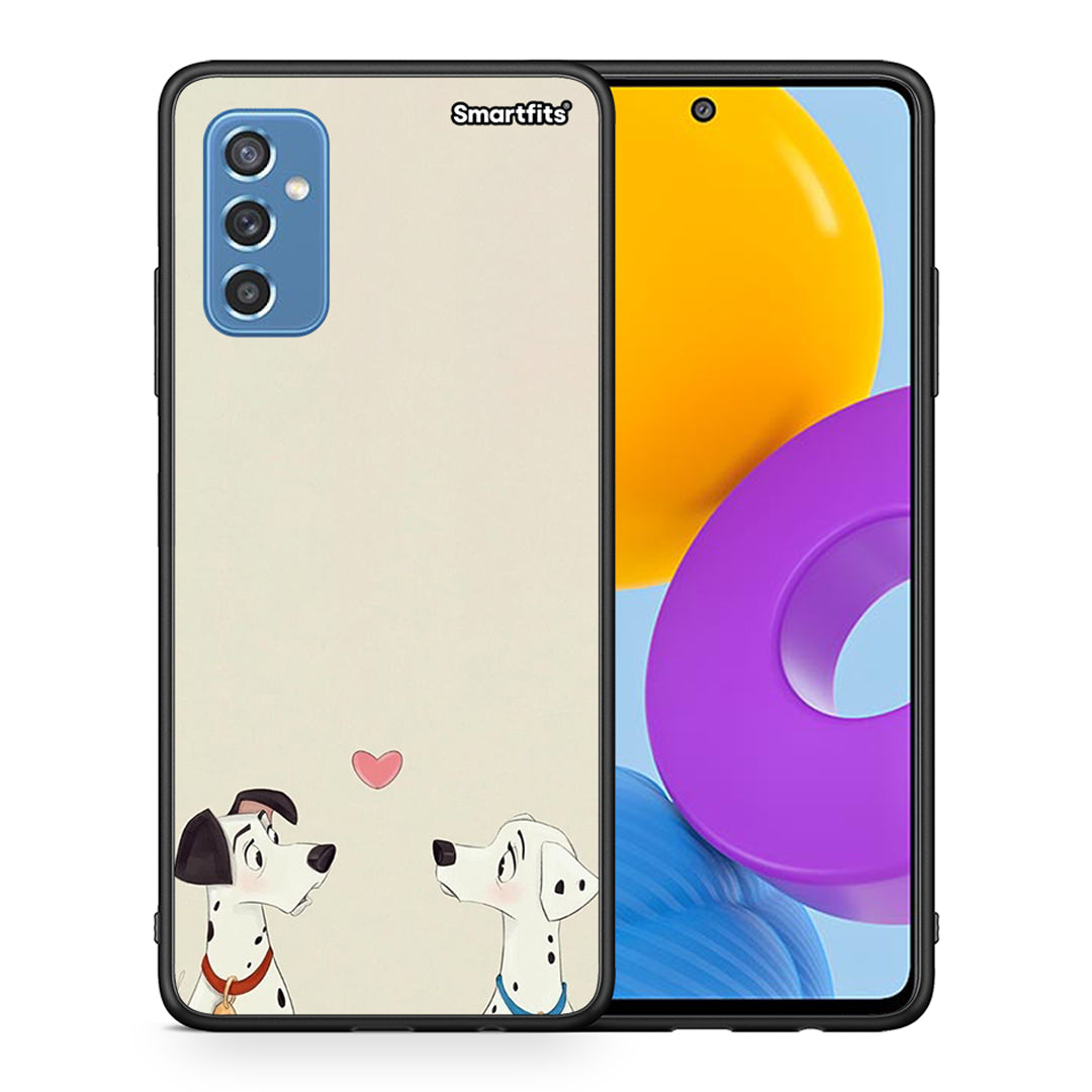 Θήκη Samsung M52 5G Dalmatians Love από τη Smartfits με σχέδιο στο πίσω μέρος και μαύρο περίβλημα | Samsung M52 5G Dalmatians Love case with colorful back and black bezels