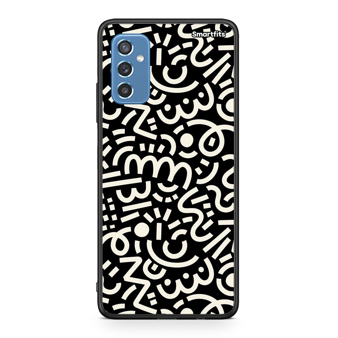 Samsung M52 5G Doodle Art Θήκη από τη Smartfits με σχέδιο στο πίσω μέρος και μαύρο περίβλημα | Smartphone case with colorful back and black bezels by Smartfits
