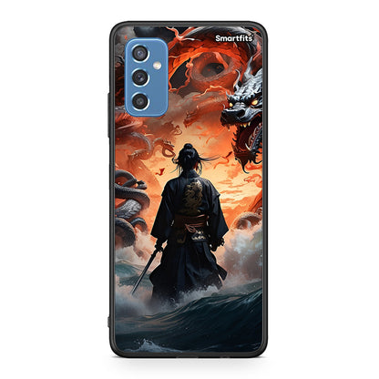 Samsung M52 5G Dragons Fight θήκη από τη Smartfits με σχέδιο στο πίσω μέρος και μαύρο περίβλημα | Smartphone case with colorful back and black bezels by Smartfits