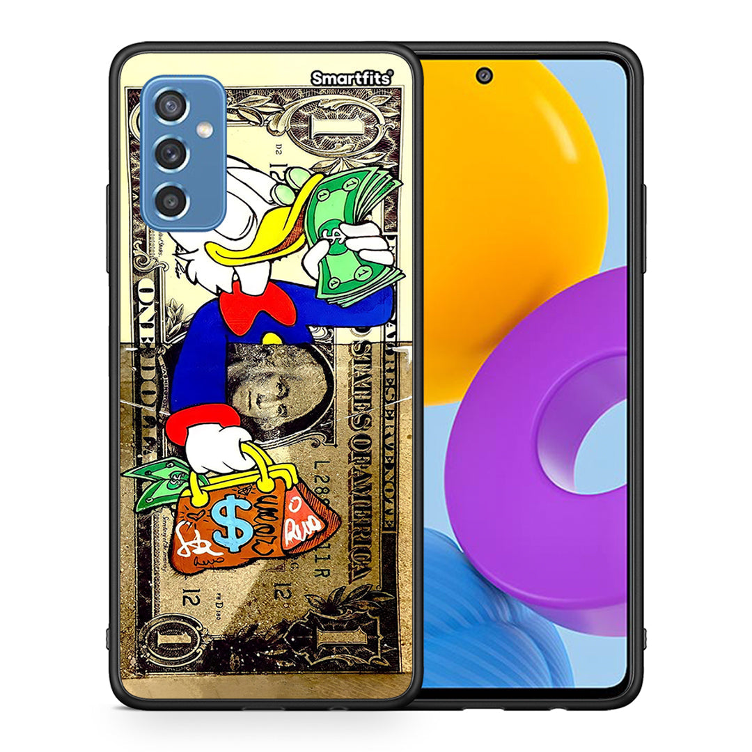 Θήκη Samsung M52 5G Duck Money από τη Smartfits με σχέδιο στο πίσω μέρος και μαύρο περίβλημα | Samsung M52 5G Duck Money case with colorful back and black bezels