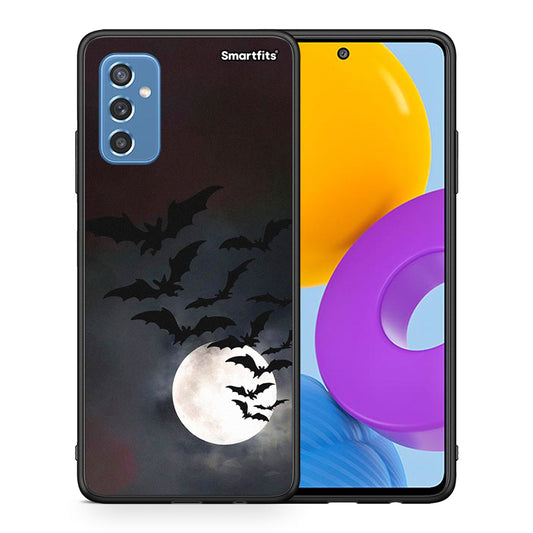 Θήκη Samsung M52 5G Halloween Bat Night από τη Smartfits με σχέδιο στο πίσω μέρος και μαύρο περίβλημα | Samsung M52 5G Halloween Bat Night case with colorful back and black bezels