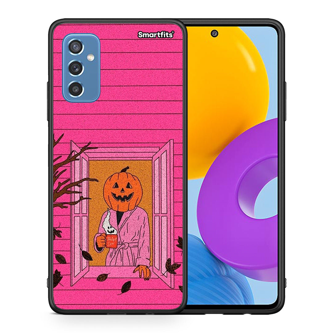 Θήκη Samsung M52 5G Halloween Pumpkin Lady από τη Smartfits με σχέδιο στο πίσω μέρος και μαύρο περίβλημα | Samsung M52 5G Halloween Pumpkin Lady case with colorful back and black bezels