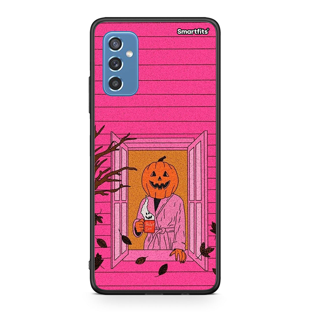 Samsung M52 5G Halloween Pumpkin Lady Θήκη από τη Smartfits με σχέδιο στο πίσω μέρος και μαύρο περίβλημα | Smartphone case with colorful back and black bezels by Smartfits