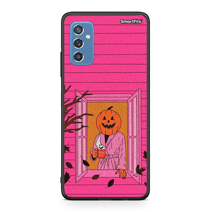 Samsung M52 5G Halloween Pumpkin Lady Θήκη από τη Smartfits με σχέδιο στο πίσω μέρος και μαύρο περίβλημα | Smartphone case with colorful back and black bezels by Smartfits