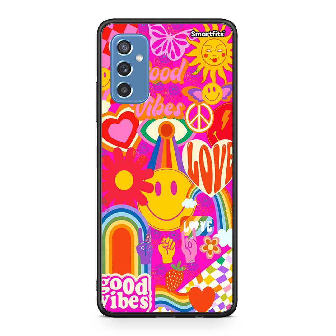 Samsung M52 5G Hippie Love θήκη από τη Smartfits με σχέδιο στο πίσω μέρος και μαύρο περίβλημα | Smartphone case with colorful back and black bezels by Smartfits