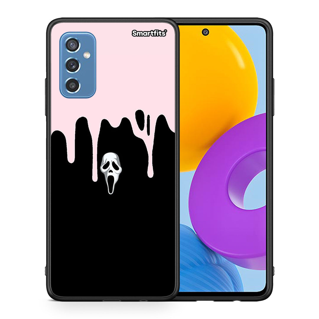 Θήκη Samsung M52 5G Melting Halloween Mask από τη Smartfits με σχέδιο στο πίσω μέρος και μαύρο περίβλημα | Samsung M52 5G Melting Halloween Mask case with colorful back and black bezels