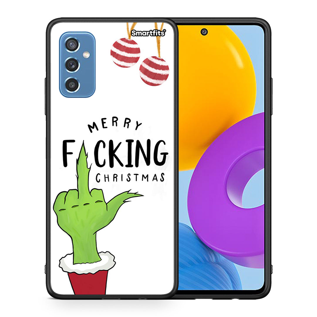 Θήκη Samsung M52 5G Merry F Xmas από τη Smartfits με σχέδιο στο πίσω μέρος και μαύρο περίβλημα | Samsung M52 5G Merry F Xmas case with colorful back and black bezels