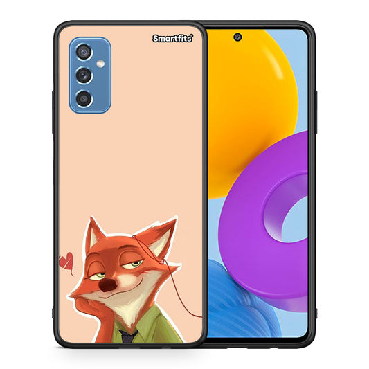 Θήκη Samsung M52 5G Nick Wilde And Judy Hopps Love 1 από τη Smartfits με σχέδιο στο πίσω μέρος και μαύρο περίβλημα | Samsung M52 5G Nick Wilde And Judy Hopps Love 1 case with colorful back and black bezels