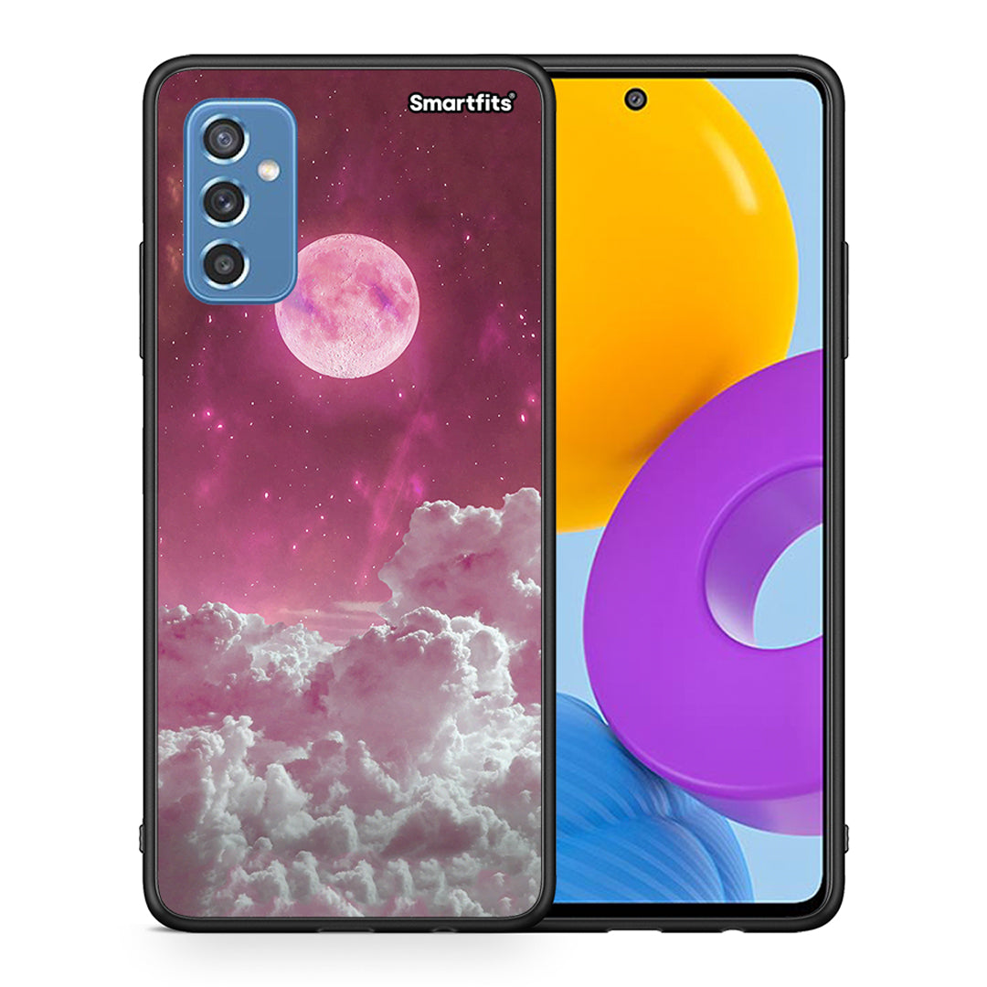 Θήκη Samsung M52 5G Pink Moon από τη Smartfits με σχέδιο στο πίσω μέρος και μαύρο περίβλημα | Samsung M52 5G Pink Moon case with colorful back and black bezels