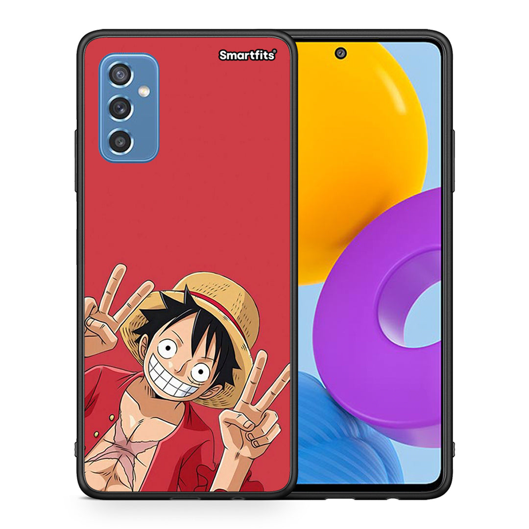 Θήκη Samsung M52 5G Pirate Luffy από τη Smartfits με σχέδιο στο πίσω μέρος και μαύρο περίβλημα | Samsung M52 5G Pirate Luffy case with colorful back and black bezels