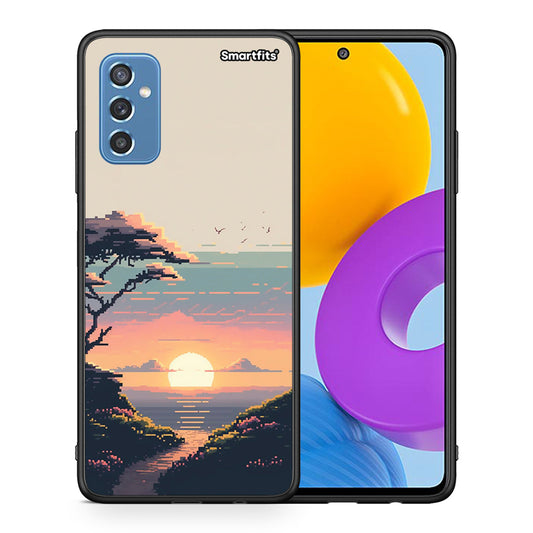 Θήκη Samsung M52 5G Pixel Sunset από τη Smartfits με σχέδιο στο πίσω μέρος και μαύρο περίβλημα | Samsung M52 5G Pixel Sunset case with colorful back and black bezels