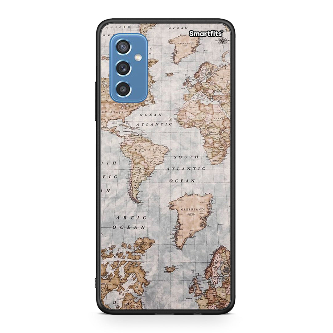 Samsung M52 5G World Map Θήκη από τη Smartfits με σχέδιο στο πίσω μέρος και μαύρο περίβλημα | Smartphone case with colorful back and black bezels by Smartfits