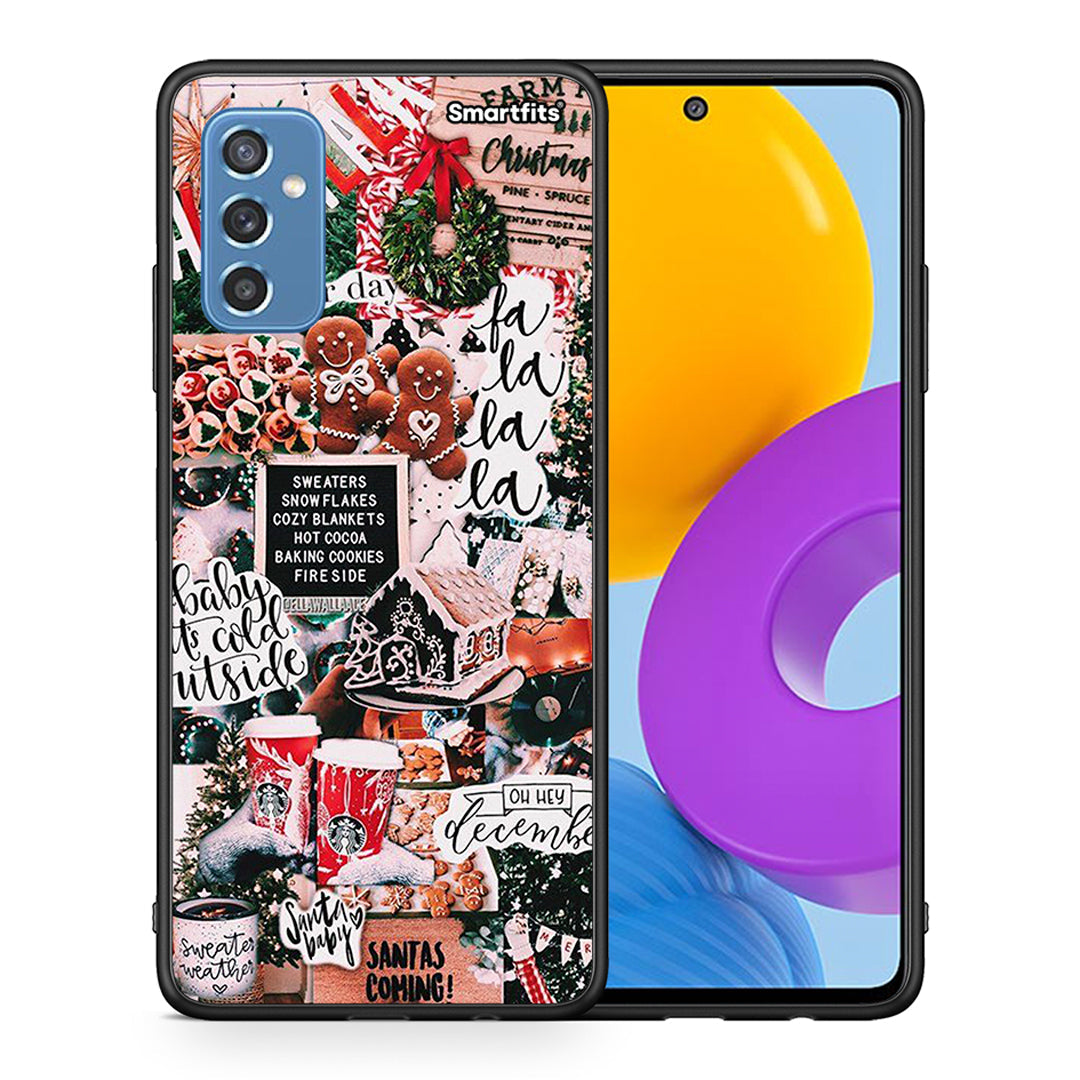 Θήκη Samsung M52 5G Xmas Habbits από τη Smartfits με σχέδιο στο πίσω μέρος και μαύρο περίβλημα | Samsung M52 5G Xmas Habbits case with colorful back and black bezels