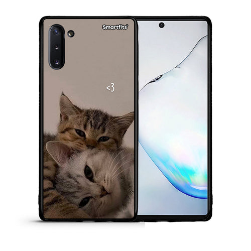 Θήκη Samsung Note 10 Cats In Love από τη Smartfits με σχέδιο στο πίσω μέρος και μαύρο περίβλημα | Samsung Note 10 Cats In Love case with colorful back and black bezels