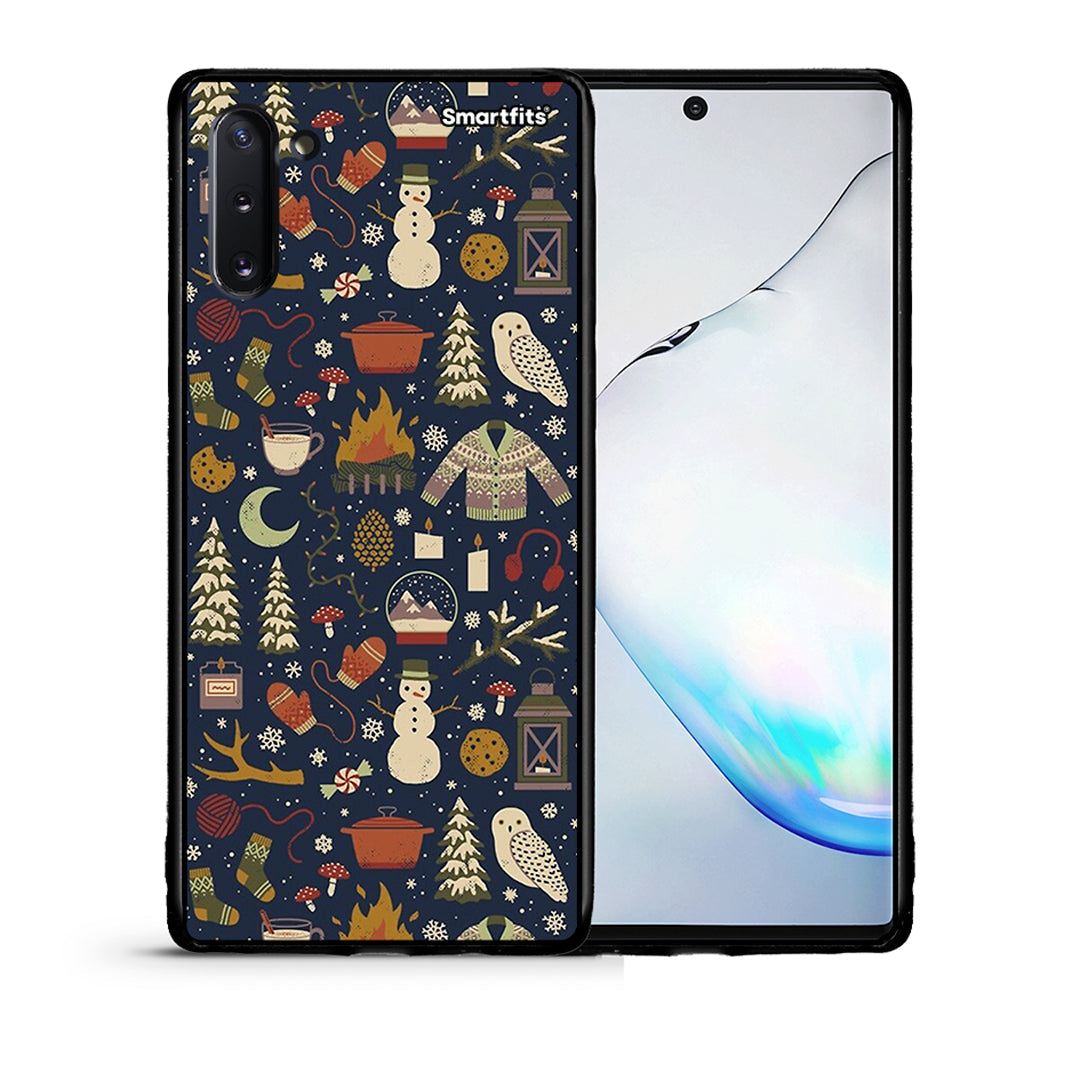 Θήκη Samsung Note 10 Christmas Elements από τη Smartfits με σχέδιο στο πίσω μέρος και μαύρο περίβλημα | Samsung Note 10 Christmas Elements case with colorful back and black bezels
