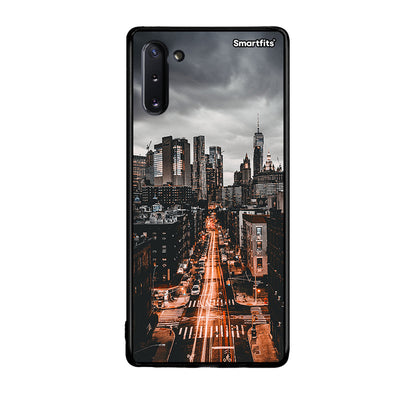 Samsung Note 10 City Lights θήκη από τη Smartfits με σχέδιο στο πίσω μέρος και μαύρο περίβλημα | Smartphone case with colorful back and black bezels by Smartfits