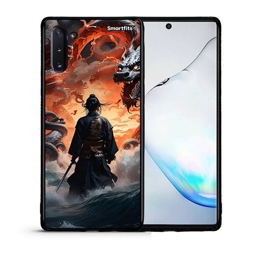 Θήκη Samsung Note 10 Dragons Fight από τη Smartfits με σχέδιο στο πίσω μέρος και μαύρο περίβλημα | Samsung Note 10 Dragons Fight case with colorful back and black bezels