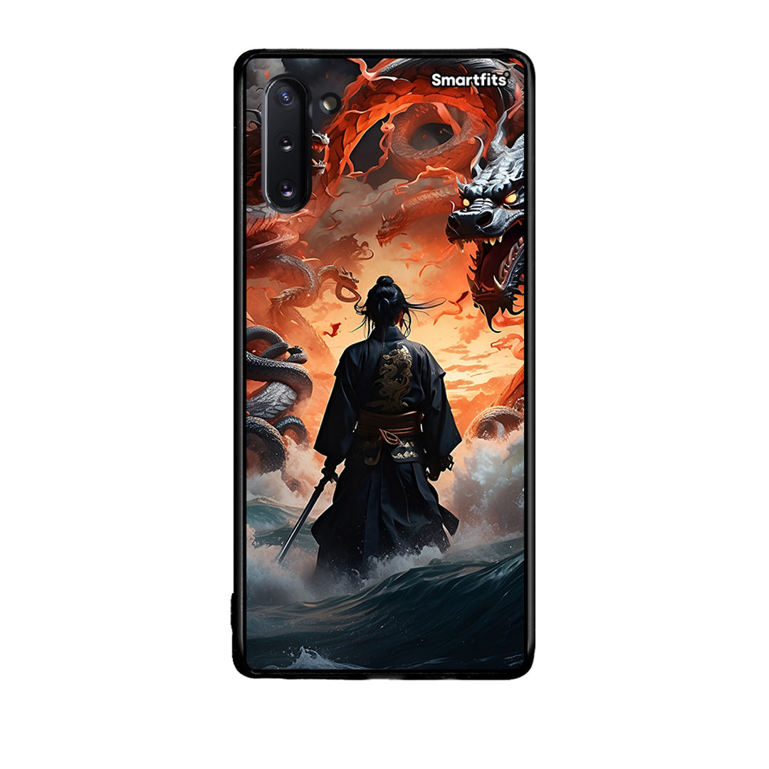 Samsung Note 10 Dragons Fight θήκη από τη Smartfits με σχέδιο στο πίσω μέρος και μαύρο περίβλημα | Smartphone case with colorful back and black bezels by Smartfits