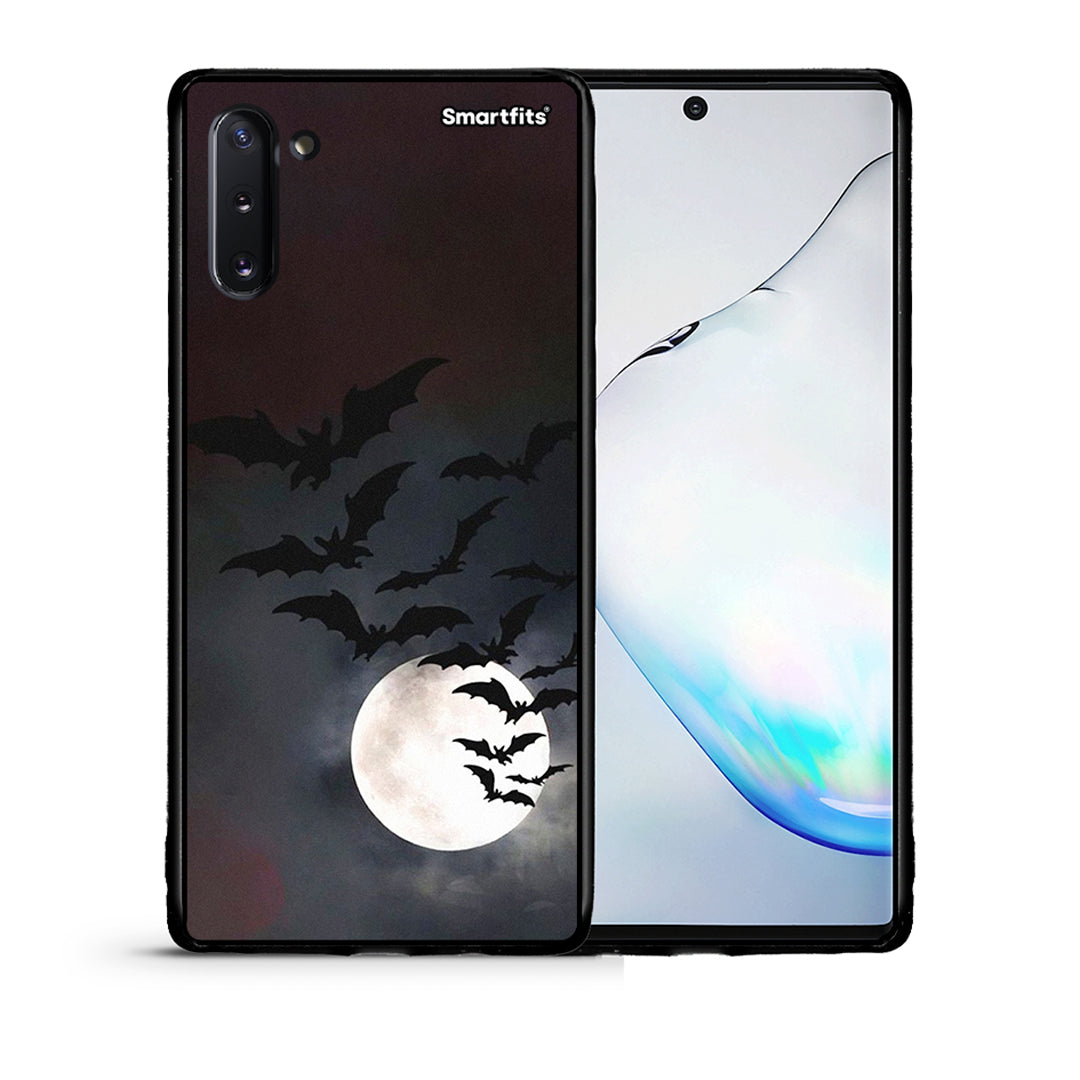 Θήκη Samsung Note 10 Halloween Bat Night από τη Smartfits με σχέδιο στο πίσω μέρος και μαύρο περίβλημα | Samsung Note 10 Halloween Bat Night case with colorful back and black bezels