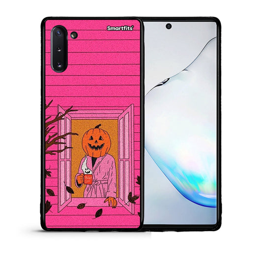 Θήκη Samsung Note 10 Halloween Pumpkin Lady από τη Smartfits με σχέδιο στο πίσω μέρος και μαύρο περίβλημα | Samsung Note 10 Halloween Pumpkin Lady case with colorful back and black bezels