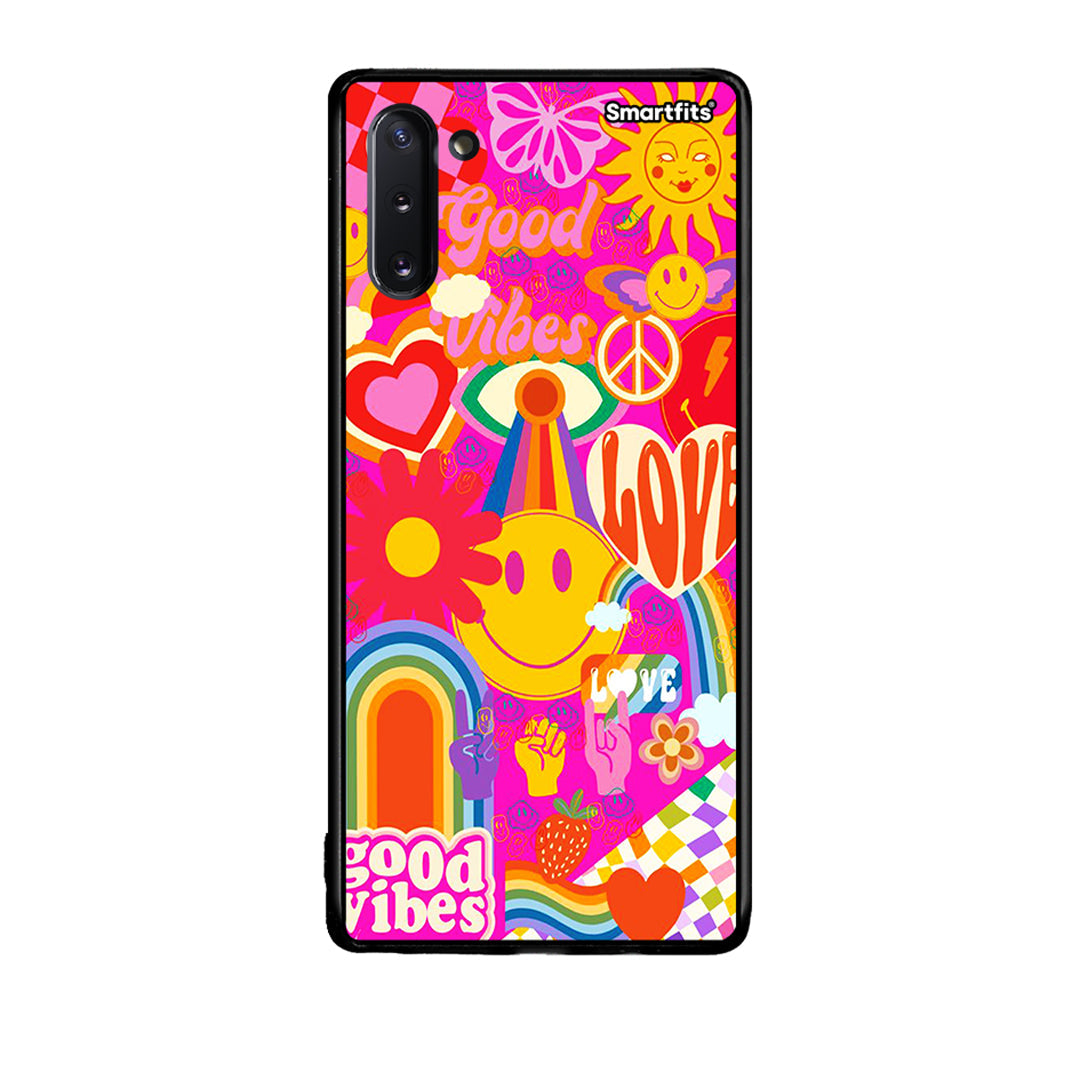 Samsung Note 10 Hippie Love θήκη από τη Smartfits με σχέδιο στο πίσω μέρος και μαύρο περίβλημα | Smartphone case with colorful back and black bezels by Smartfits
